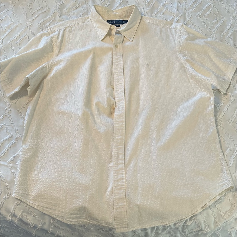 Polo Ralph Lauren XXL short sleeve, white seersucker button down